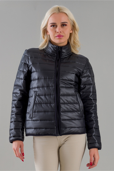 Bold & Young Women's Stand-up Collar Flato Pocket Waterproof Silicone Fiber Inflatable Stand-up Collar Coat