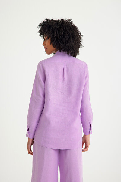 Just Like You Lila Keten Cep Detaylı Kadın Gömlek