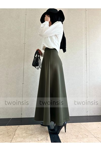 two in sis Scuba Long Flared Skirt Puff Scuba Flared Skirt Long Scuba Skirt Hijab Scuba Skirt