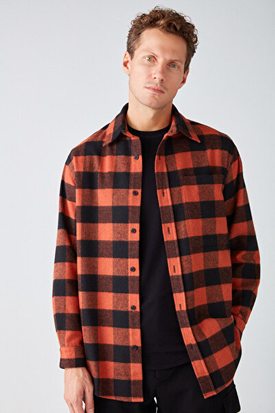 GRIMELANGE Cullen férfi favágó ing vastag texturált polár felső és puha kockás kabát ing