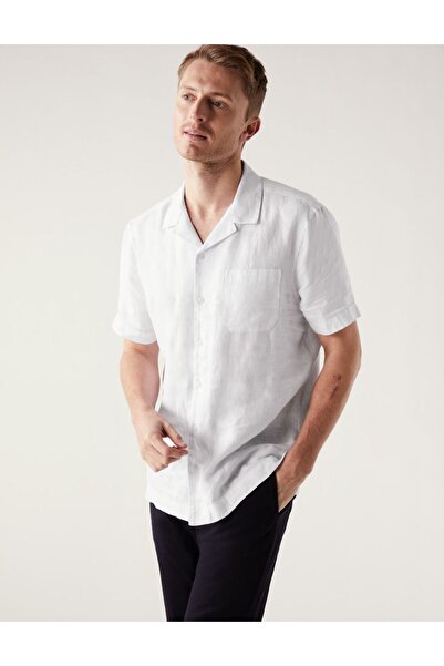 Marks & Spencer Regular Fit Kısa Kollu Keten Gömlek