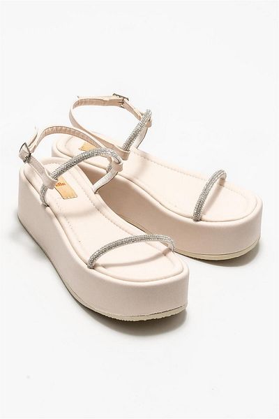 Elle Shoes Beige Women's Heeled Sandals