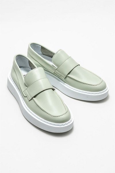 Elle Shoes Mint Green Leather Men's Loafer