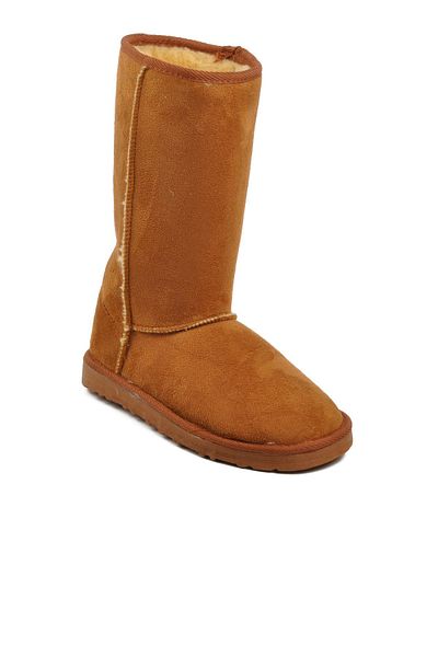 AYAKMOD 696055   Tan Suede Γυναικείες Μπότες με Γούνα Εσωτερικά