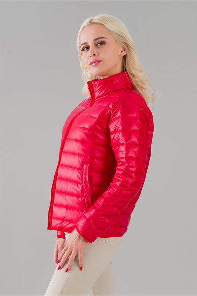 Bold & Young Women's Stand-up Collar Flato Pocket Waterproof Silicone Fiber Inflatable Stand-up Collar Coat