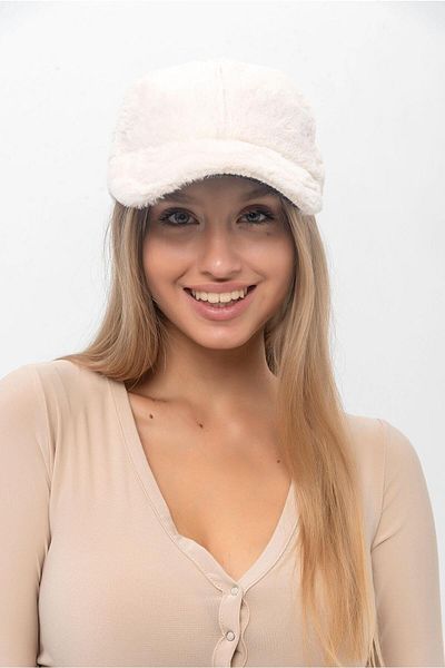Saria Moda Beige Plush Furry Women's Cap