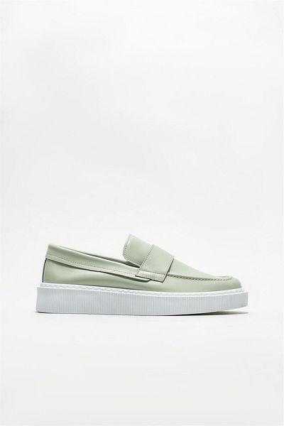 Elle Shoes Mint Green Leather Men's Loafer