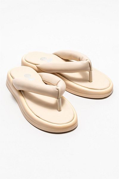 Elle Shoes Beige Women's Flip Flops