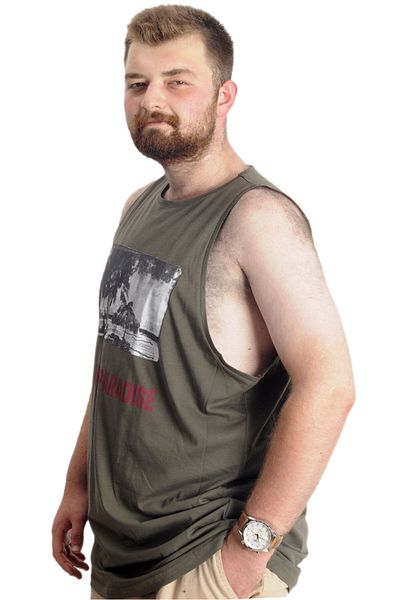 ModeXL Mode XL μεγάλο μέγεθος ανδρικό μπλουζάκι αμάνικο Lost 22130 Khaki