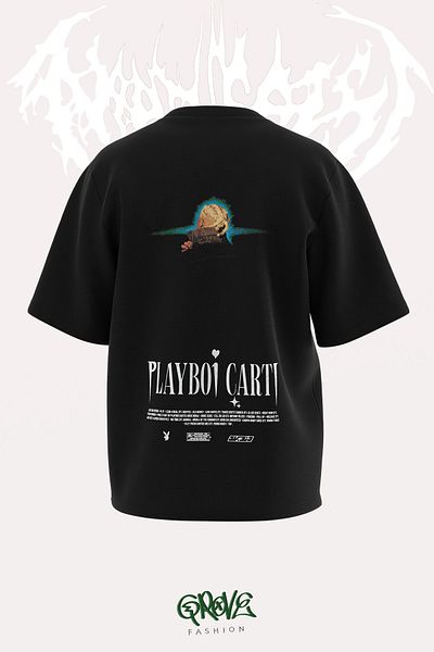 Grove Fashion Tricou oversize unisex cu imprimeu Playboi Carti Shine față și spate