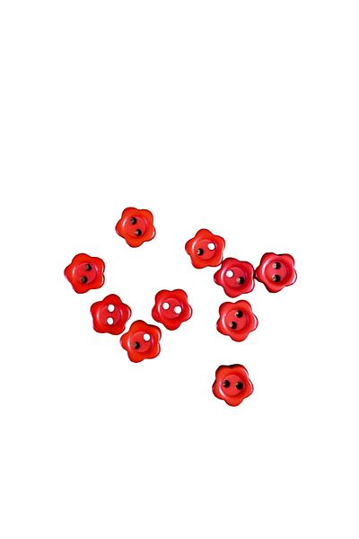 HOBİREYON 10 Pieces 10 mm Flower Button (Red)