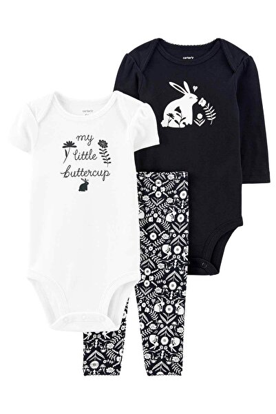 Carter's Kız Bebek Alt Üst Set 3'lü Paket Siyah