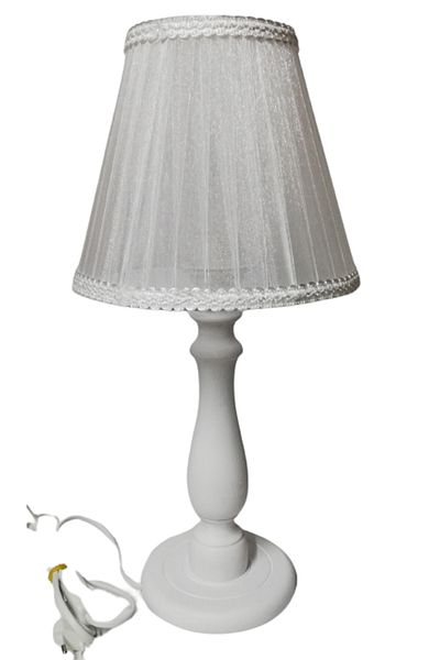 TEKAY AYDINLATMA White headboard bedroom lampshade with white wooden legs