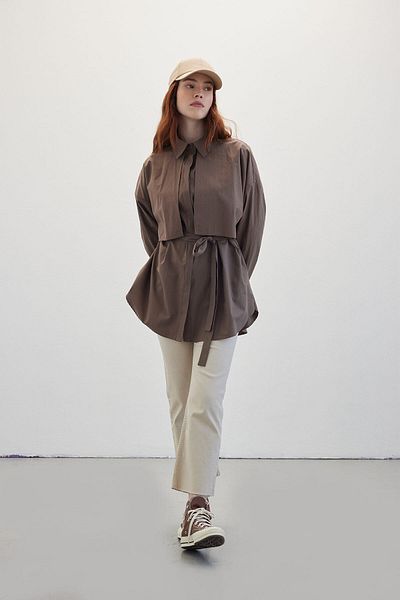 Manuka BELT TRENCH SHIRT BROWN