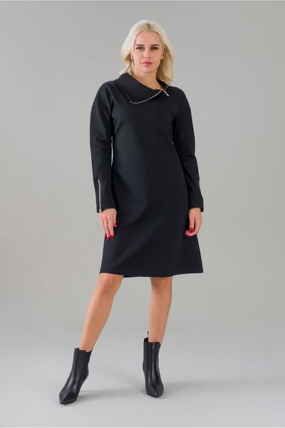 Bold & Young Rochie de buzunar cu mânecă lungă, cu guler șal, cu fermoar, de culoare neagră