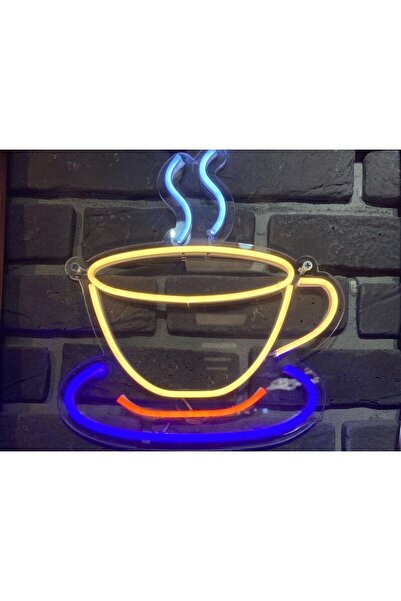 OBDesign Çay Kahve Bardağı Renkli Neon Led Duvar Tabela Pleksi