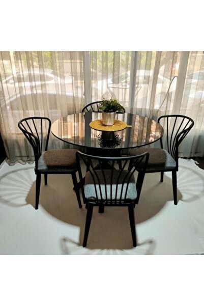 ALTAN HOME siyah cam masa sandalye
