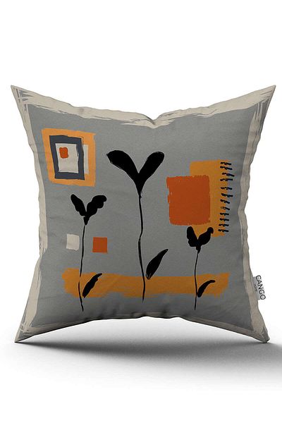Cango Home Κάλυμμα μαξιλαριού με μοτίβο σε γκρι Bohemian Leaf με ψηφιακή εκτύπωση διπλής όψης - Cgh780