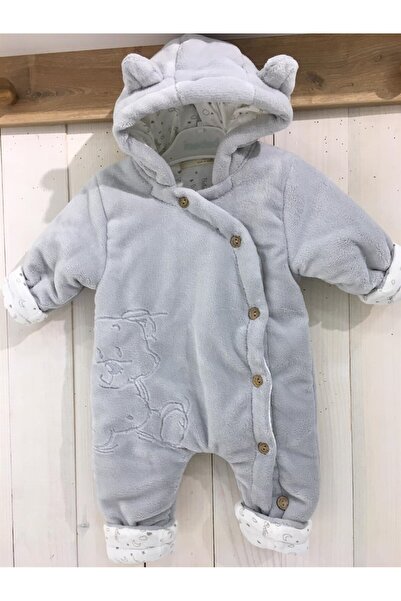 MotherWings Coral Soft Düğmeli Sevimli Ayıcık Bebek Tulumu