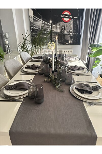 Decamor home Carefree Stain Resistant Linen Textured Smoked Dark Gray Runner