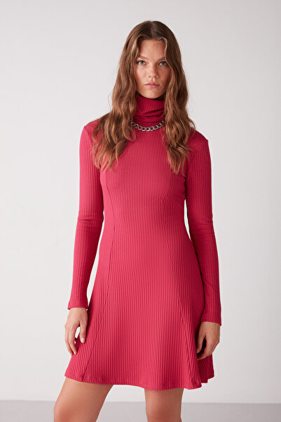 GRIMELANGE Marına γυναικείο με ραβδώσεις, εύκαμπτο ύφασμα, φόρεμα μέσης σκέιτερ, μίντι φόρεμα με ζιβάγκο