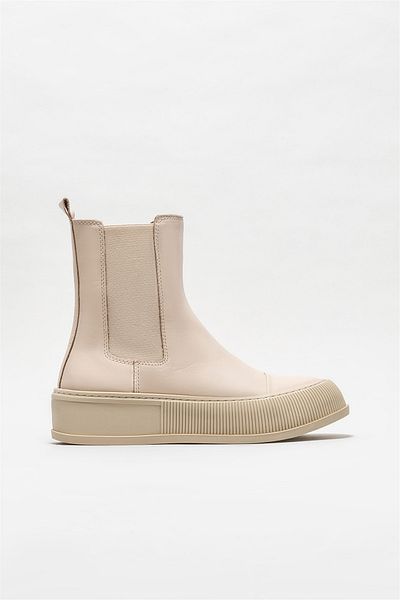 Elle Shoes BeiGe Leather Women's Sports Boots - Casual