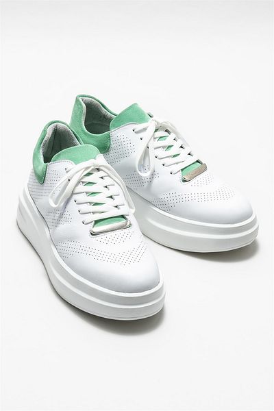 Elle Shoes Mint Green Leather Women's Sports Shoes