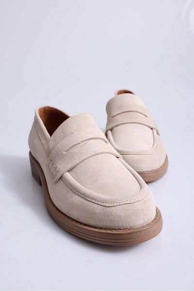 5in1Canpolat Μπεζ Classic Suede Loafer 22276
