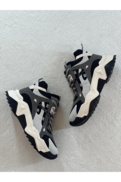 SHOEMARK Donna Siyah Bağcıklı Kadın Bot Sneaker