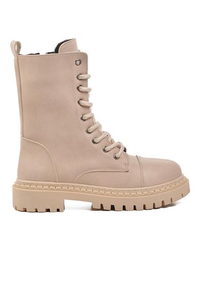 AYAKMOD 335124   Γυναικείες Μπότες Μπεζ Suede με Fleece Εσωτερικά