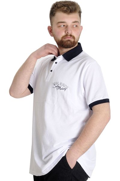 ModeXL Ανδρικό μπλουζάκι πόλο Mode Xl Plus Size Sailing 23344 Λευκό