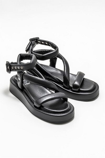 Elle Shoes Sandale sport damă din piele neagră