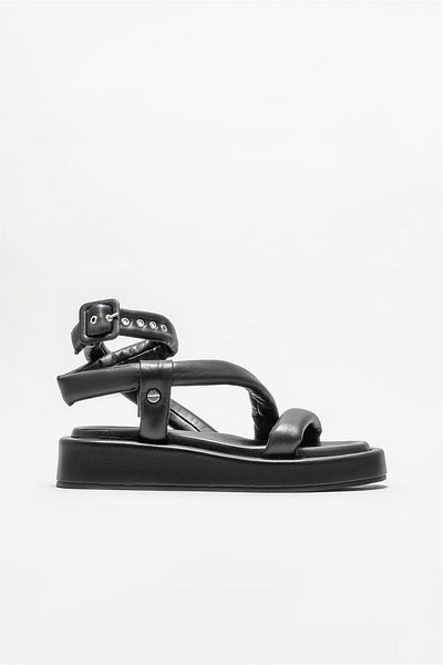 Elle Shoes Sandale sport damă din piele neagră