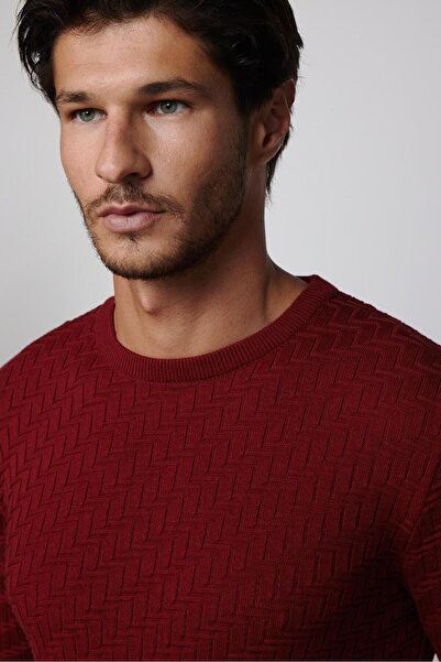 Tudors Чоловічий Slim Fit вузький крій велосипедний комір з візерунком червоний трикотажний светр