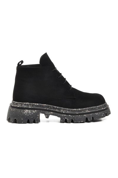AYAKMOD 561188   Μαύρα Suede Γυναικείες Μπότες με Fleece Εσωτερικά