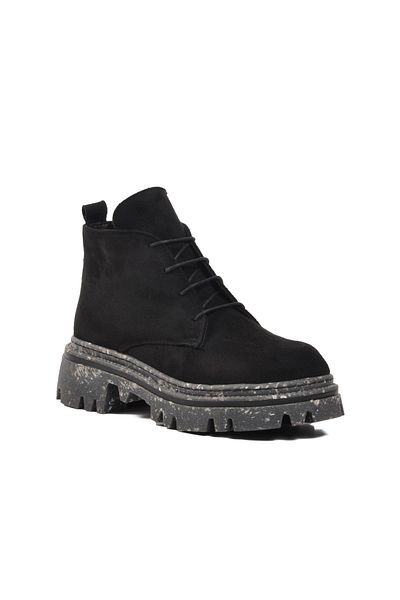 AYAKMOD 561188   Μαύρα Suede Γυναικείες Μπότες με Fleece Εσωτερικά
