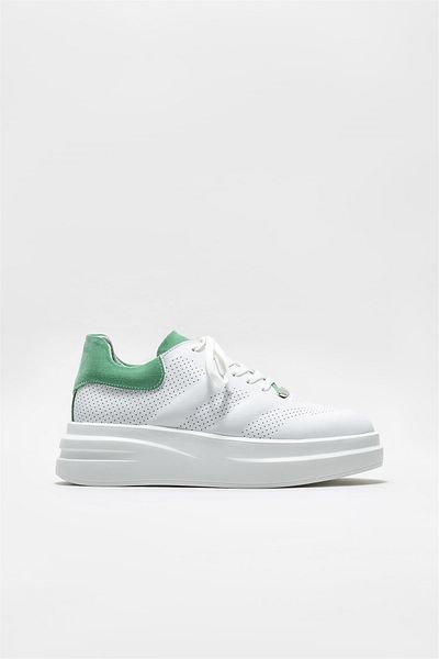 Elle Shoes Mint Green Leather Women's Sports Shoes