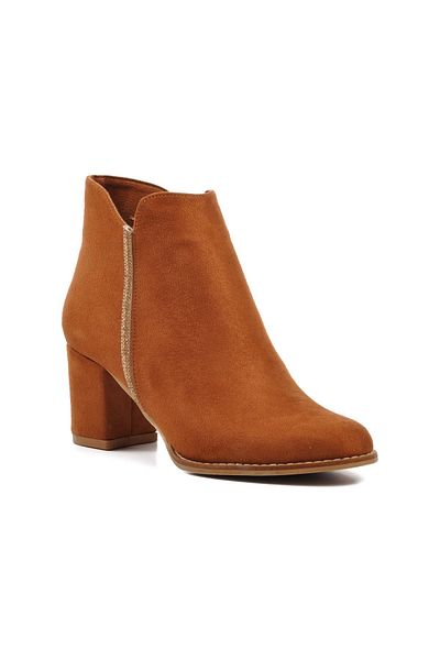 AYAKMOD 262079   Tan Suede Γυναικείες μπότες με τακούνι