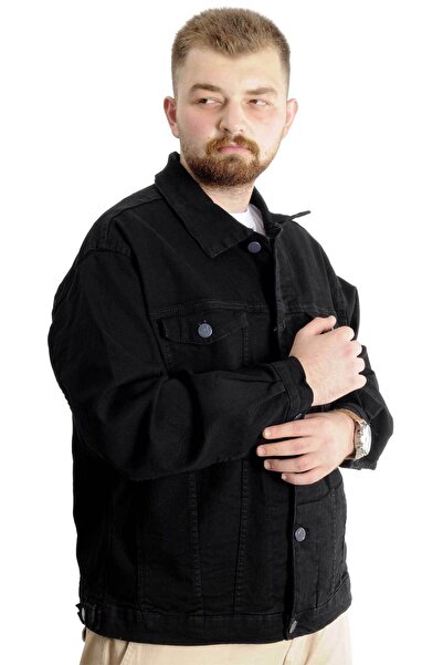 ModeXL Mode XL Large Size Men's Denim Coat Paris Star 22800 Black