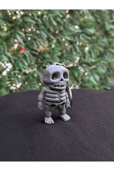 3dbaydesign Gray Mini Skeleton Moving Keychain