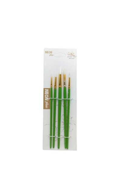 Art Tone Gouache & Water Color Synthetic Bristle Round Tip Brush Set of 5