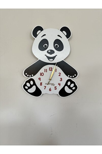 esamore concept Hayvan Figürlü Ve Karakterli Duvar Saati - Panda Tasarımlı Ço...