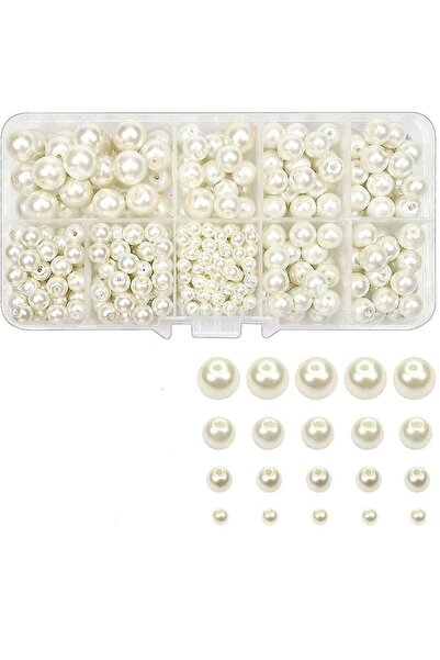 HASAN ERDOĞAN Set de perle de sticlă de lux cremă, brățară, colier, materiale...