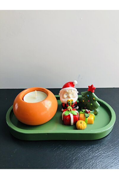 epoxiawood Yılbaşı temalı dekoratif tabak ve mumluk