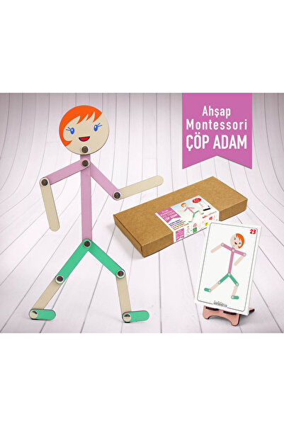 Tasarım Şeker Kız Figür Ahşap Çöp Adam Montessori Yapboz Aktivite Eğitici Ahş...