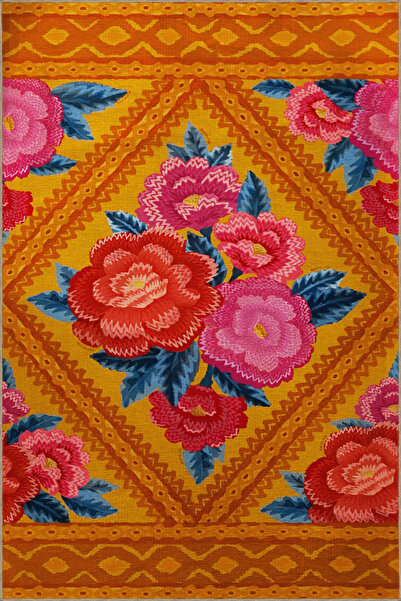 Rugs Modern Halı Covor decorativ modern cu model de trandafiri roșii și roz, ...