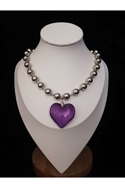 VEGAROKS سلسلة الكرة الكبيرة قلادة القلب الأرجواني