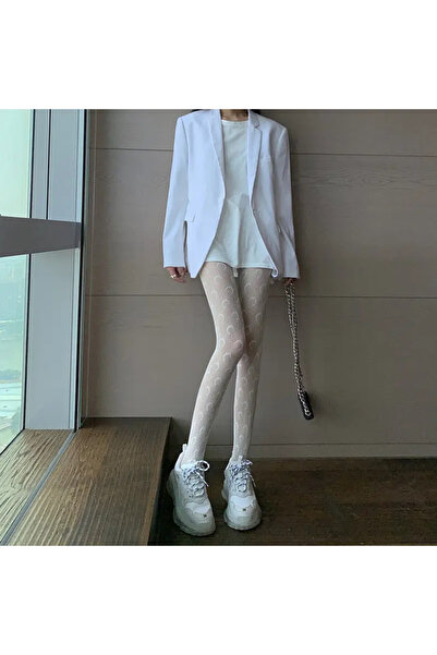 VEGAROKS Moon Patterned Imported White Pantyhose