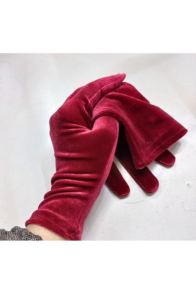 es moda shop Elisabeth wrist length velvet gloves red