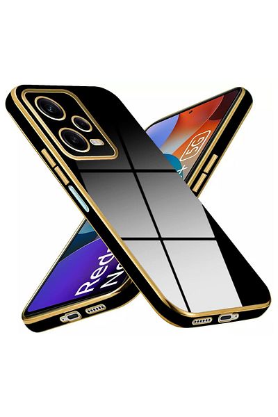 Fibaks حافظة هاتف Redmi Note 12 Pro 5G ذات حافة لامعة ومطرزة باللون الذهبي وغطاء حماية للكاميرا